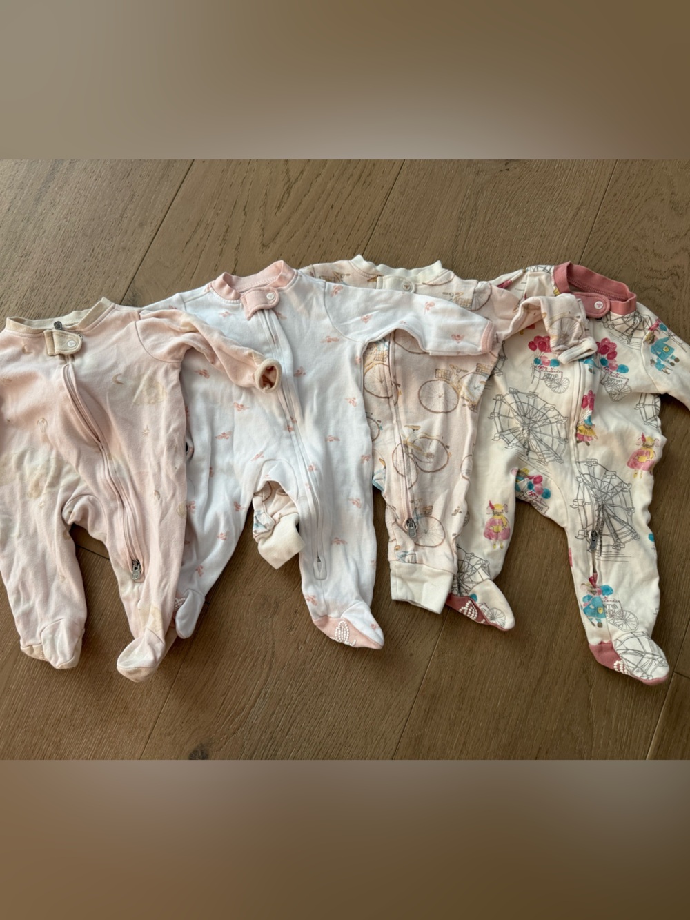 Burt's Bees Baby Pink and Cream Footed Pajama Set - 4 Pack